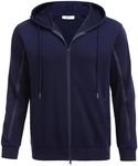 PINSPARK Men's Hoodie Long-sleeved Sweat Jacket Casual Dialysis Hooded Comfortable Sweatshirt with Zip Up and Pockets Sportswear Blue