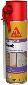 SIKA - Mousse polyuréthane expansive - Sika Boom 102 Combi - Pistolable ou Manuelle - Cale - Isole - Rebouche - Int/Ext - Réutilisable - Multisupports - Découpe facile - Expansion 20L - Blanc - 500ml