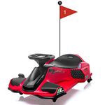 24V Kids Ride on Drift Car for Kids, Electric Drifting Go-Kart Up to 7.5 mph Variable Speed, Built-in Music,Colorful LED Light,USB,Low-Power Alarm,Red