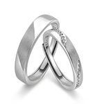 Meissa Couple Rings 925 Sterling Silver Dainty Diamond Wedding Bands Men and Women Promise Ring Statment Ring Size Adjustable (Set of 2-2.8mm+3.8mm)