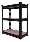 FIT-RIGHT Multipurpose Boltless Rivet Rack/Storage Rack/Display Rack/Size - 30"(H) x 24"(L) x 12"(D) -3 Level - Wooden(MDF) Shelf/Kitchen Rack/Home Storage Rack (Black/all-purpose racks)