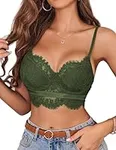 Avidlove Y2k Tops for Women Sheer Lace Bralette Floral Bustier (Army Green X-Large)