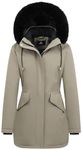 MOERDENG Women's Long Winter Down Coat Thicken Fleece Lined Parka Warm Puffer Jacket With Faux Fur Detachable Hood