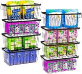 Wetheny Freezer Organizer Bins With Side Handle -8 Pack Stackable Chest Freezer Organizer for 7 Cu.FT - Deep Freezer Sort Frozen Food Wire Metal Basket Storage Bins Rack