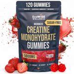 EcoWise Wellness Creatine Monohydrate Gummies 5g, Chewables Gummies for Men & Women, Increase Strength & Build Muscle, Energy Boost - Gluten-Free, Sugar Free, Vegan - 120 Count, Strawberry