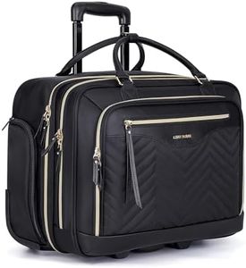 LIGHT FLIGHT Rolling Laptop Bag 17.3 inch Rolling Briefcase for Women Computer Bag with Wheels Rolling Laptop Case Water-Resistant Overnight Roller Bag for Carry on Travel Work Business, Black