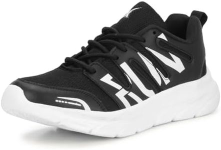 Kraasa Running Sports Shoes for Men | Latest Stylish Casual Sneakers for Men | Lace up Lightweight Shoes for Running, Walking, Gym, Trekking, Hiking & Party Running Shoes for Men Blackwhite UK 7
