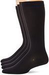 MediPEDS Men's 4 Pack Mild Compression Over The Calf Socks, Black, Shoe Size: 6-9