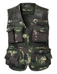 Sukany Men's Mesh Fishing Vest Utility Multi-Pocket Outdoor Work Shooting Safari Travel Photography Vest Green Camouflage L