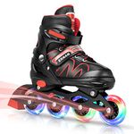 ERNAN Inline Skates for Kids Girls Boys Beginners. 4 Size Adjustable Size with Light up Wheels.Outdoor Roller Skates for Kids Beginner Ages 4-12, Men and Women (Red, M)