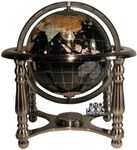 Unique Art 10-Inch Tall Black Onyx Ocean Gemstone World Globe with 4 Leg Silver Stand