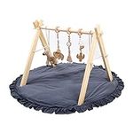 Wooden Baby Play Gym with Black Mat