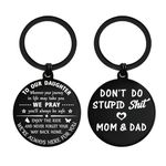 ENGZHI Our Daughter Gifts from Parents - Don't Do Stupid Love Mom and Dad Keychain for Teen Girls Daughter Birthday Gifts