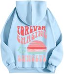 Hoodies for Women, Deals of The Day Clearance Womens Fall Fashion 2024 Long Sleeve Tops Ladies Cute Hooded Sweatshirts Trendy Drawstring Pullover with Pockets Clothes (Sky Blue,S)