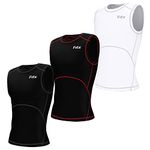 FDX Mens Compression Armour Base Layer Tops Running Sleeveless Sports Shirt (Pack of 3, Medium)
