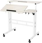 SogesGame 31.5" Mobile Stand Up Desk, Adjustable Standing Desk with Wheels Home Office Workstation, Rolling Table Laptop Cart for Standing or Sitting, Maple