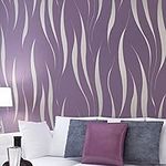 Modern Simple Stylish 3D Stereoscopic Wave Stripes TV Background Living Room Non-Woven Wallpaper Purple Color 0.53m(1.73'W) x 10m(32.8'L)=5.3m2 (57sq.ft)