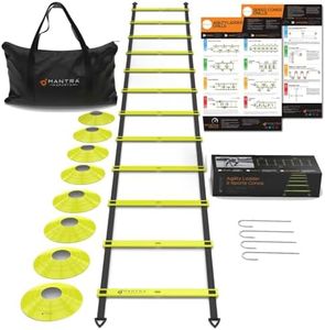 20ft Agility Ladder & Soccer Training Equipment for Kids - Football Training Equipment for Youth Set - & Footwork for Tennis, Basketball, Sports & Fitness - Cones, Bag & Workout Charts