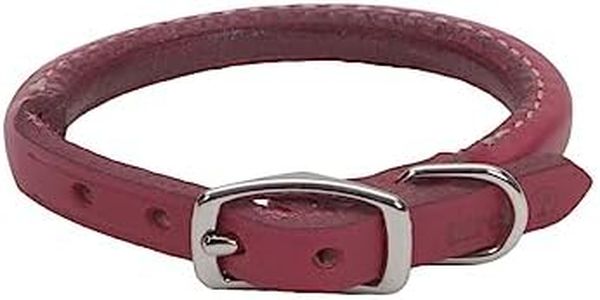 Coastal Pet Products DCP120312RED Leather Circle T Oak Tanned Round Dog Collar, 12 by 3/8-Inch, Red