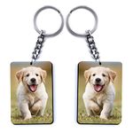 Getexciting Personalised Photo Keychain Customised With Photo Unique Birthday Key Chain (Multicolour 5.7x4.4 CM) (Family Dog) | Wood