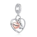 GMXLin Mother Daughter Grandma Heart Charm for Pandora Bracelets Love Rose Gold Heart Dangle Bead for Women Girl Birthday