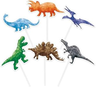 Watercolor Dinosaur Party Cupcake Toppers - 36PCS Dinosaur Birthday Party Supplies Cupcake Toppers Picks for Boys Kids Dino Theme Party Decorations Cake Decor