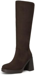 Athlefit Knee High Boots Women Platform Tall Chocolate Suede Boots Size 10
