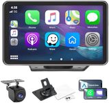 Gegaibe Wireless Car Stereo with Apple CarPlay/Android Auto, Portable Touch Screen Car Radio Multimedia Player with Bluetooth, Backup Camera, Navigation, Mirror Link for All Vehicles
