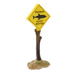 Aquarium Decor Warning Sign, Resin Shark Warning Sign Ornaments for Fish Tank Aquatic Plants Accessories Theme Decorations 5.7x2.2x1.4in