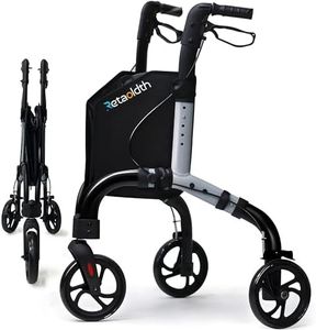 Premium 3 Wheel Rollator Walker for Seniors, Lightweight Foldable Elderly Three Wheeled Rollator with Storage Bag, Aluminum Mobility Aid Rolling Walker (Gray)