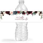 Your Main Event Prints Burgundy and Navy Floral Bottle Wraps, 25 Floral Water Bottle Labels Decoration Favors