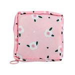 Sanitary Napkin Storage Bag Menstrual Cup Pouch Portable Pads with Zipper Feminine Menstruation First Period Bags for Teen Girls Women Ladies. (Pink - Small Flowers)