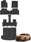 GINOWY-Floor Mats & Cargo Liner Set for Kia Sorento 2021-2025(Only Petrol Models), All Weather Mats Sorento Cargo Mat Trunk Mat Trunk Liner TPE Rubber Liners Car Accessories Floo Mat Black