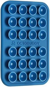 OCTOBUDDY Classic - Silicone Suction Phone Case Adhesive Mount - Hands-Free, Strong Grip Holder for Selfies & Videos - iPhone & Android Compatible - 2.25″ x 3.25″, Blue Ashes