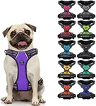 CollarDirect No Pull Reflective Dog Harness with Handle and Front Clip, Adjustible Soft Padded Vest for Small to Large Dogs Training and Walk (Size S, Purple)