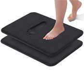 GVTECH Memory Foam Bath Mat, Non-Slip Back, 40x60 cm Fleece Softness, Highly Absorbent, Bathroom Carpet, Super Soft Microfiber Bath Rug, Rectangle, Easy to clean Mat (Black)