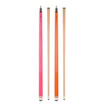 Set of 2 Aska Billiard Pool Cues, 58" Hard Rock Canadian Maple, 13mm Hard Tip (Pink and Orange, L3)