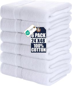 Utopia Towels 6-Pack Bath Towels – White Cotton, Soft & Absorbent