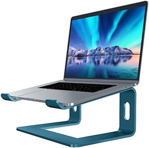 Soundance Aluminum Laptop Stand for Desk Compatible with Mac MacBook Pro Air Apple Notebook, Portable Holder Ergonomic Elevator Metal Riser for 10 to 15.6 inch PC Desktop Computer, LS1 (H-Navy Blue)