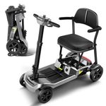 SCOOTNGO Mobility Scooters for Seniors & Adults, 4 Wheel Electric Travel Mobility Scooter with Dual Removable Batteries, Lightweight Foldable Airline Approved, 15 Miles Range, 5 MPH (Silver Grey, Standard)