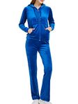 Woolicity Womens Sweatsuit Set Velour Tracksuit Loungewear 2 Piece Hoodie Sweatshirt Sport Pants Athletic Outfits Blue XL