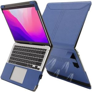 TYTX MacBook Pro Case 13 Inch, PU Leather Laptop Case with Vents and Stand Function, Blue