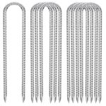 Galvanized Rebar Stakes Heavy Duty with Threaded, Ground Anchors Stakes for Fixing Water Pipes, Tent Stakes and Garden Fence Stakes,30CM (U-8PCS)