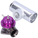 Blow Off Valve, Universal Aluminum Billet Turbo Blow Off Valve BOV, Professional Dump Valve BOV with 2.5in Flange Pipe & 8 Discharge Ports for Racing Car, Intake Tract Pressure Relief(Purple)
