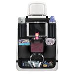 Backseat Car Organizer for Tonies Figures and Box, Kids Car Storage Accessory for Toys, Kick Mats Seat Back Protector with Tablet Holder, Toddler Travel Essentials, Black, 1 Pack