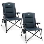 TIMBER RIDGE Camping Chair 2 Set for Adults Heavy Duty, Oversized Folding Chair Padded with High Back & Cup Holder Comfy 150kg, Portable Garden Beach Fishing outdoor Picnic Dining