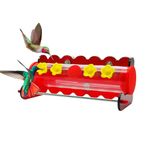 Hummingbird Feeder, Window Hummingbird Feeders with Long-Lasting Strong Suction Cups, 4 Ports Flower Bar Humming Bird Nectar Feeder, Ant & Leak Proof, 9 Oz