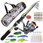 Fishing Rod Combo with Telescopic, Carbon Fiber Fishing Pole Combo Set, Spinning Reels, Lures Set with Fishing Carrier Bag