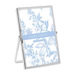 Laura Ashley 4x6 Silver Flat Metal Picture Frame (Vertical) with Pull-Out Easel Stand, Made for Tabletop, Counterspace, Shelf and Desk