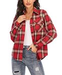 100% COTTON Women Flannel Plaid Shirt Blouse Long Sleeve Button Down Boyfriend Casual Check Shirts Classic Tops